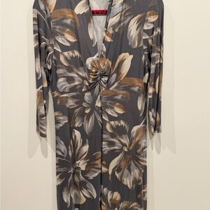 Tommy Bahama Gray and Brown Floral Midi Dress